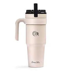 Primalite 1200ML Stainless Steel Insulated Tumbler with Handle | 2-in-1 Straw & Flip Lid | 40oz Travel Mug Bottle for Hot, Cold Drink | Fits in Car CupHolder for Water, Iced Tea, Coffee- Rose Quartz