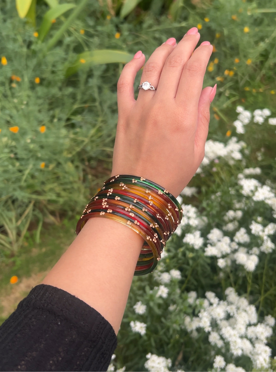 Ruby Bangles with ghoongroo bangles