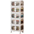 5 Layer Storage Box Wardrobe with Wheels (45cm, White)