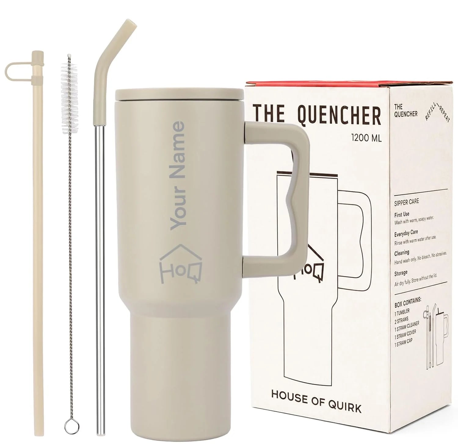 1200ML Custom Name Tumbler – Personalized Stainless Steel Vacuum Tumbler (Non-Returnable & Non-Replaceable)