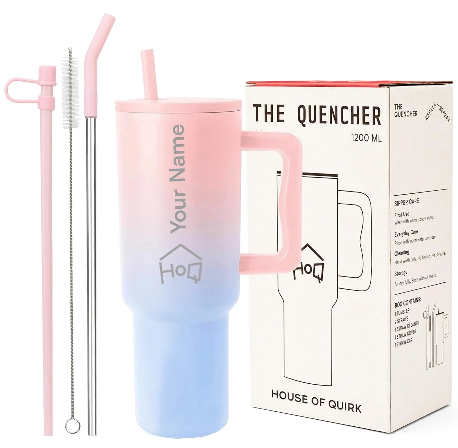 1200ML Custom Name Tumbler – Personalized Stainless Steel Vacuum Tumbler (Non-Returnable & Non-Replaceable)