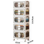 5 Layer Storage Box Wardrobe with Wheels (45cm, White)