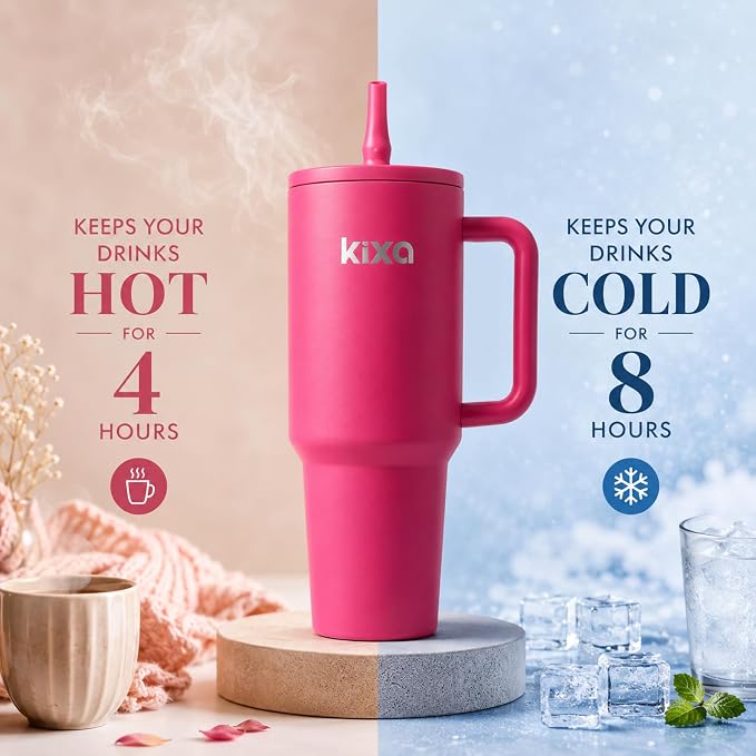 HydroFlow Tumbler 1200 ml Hot & Cold Tumbler (Leakproof) (candycrush) Stainless Steel, Pink