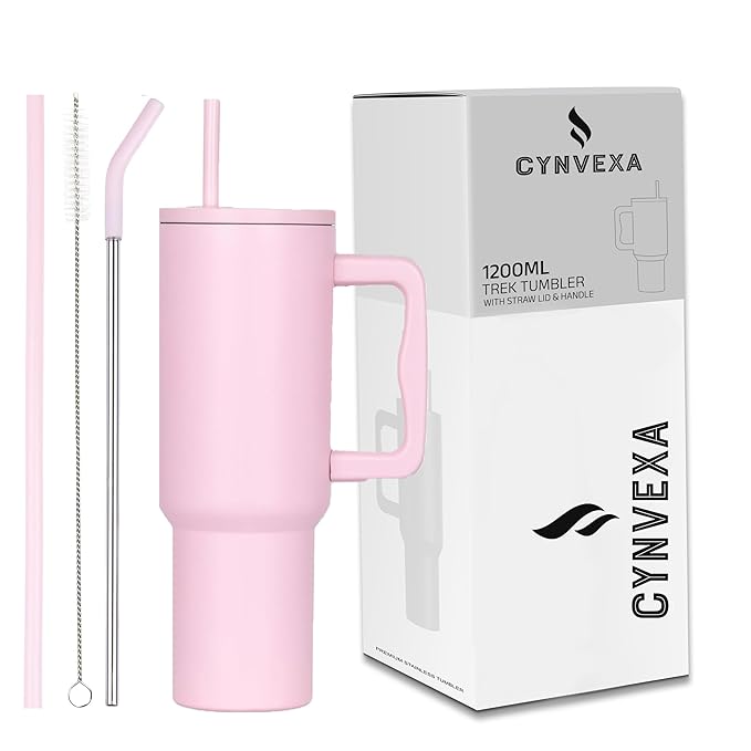 Tumbler with lid and Straw 1200ML Cup Stainless Steel Vacuum Insulated Tumbler for Water, Iced Tea or Coffee 1.2L Office Gym Travelling (40 - Oz - Skin)