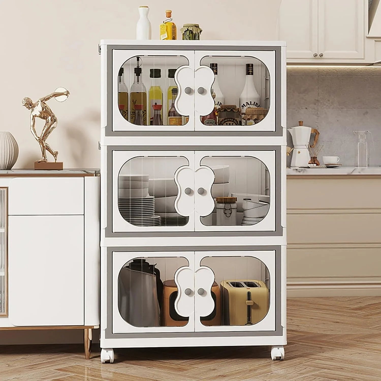 5 Layer Storage Box Wardrobe with Wheels (45cm, White)