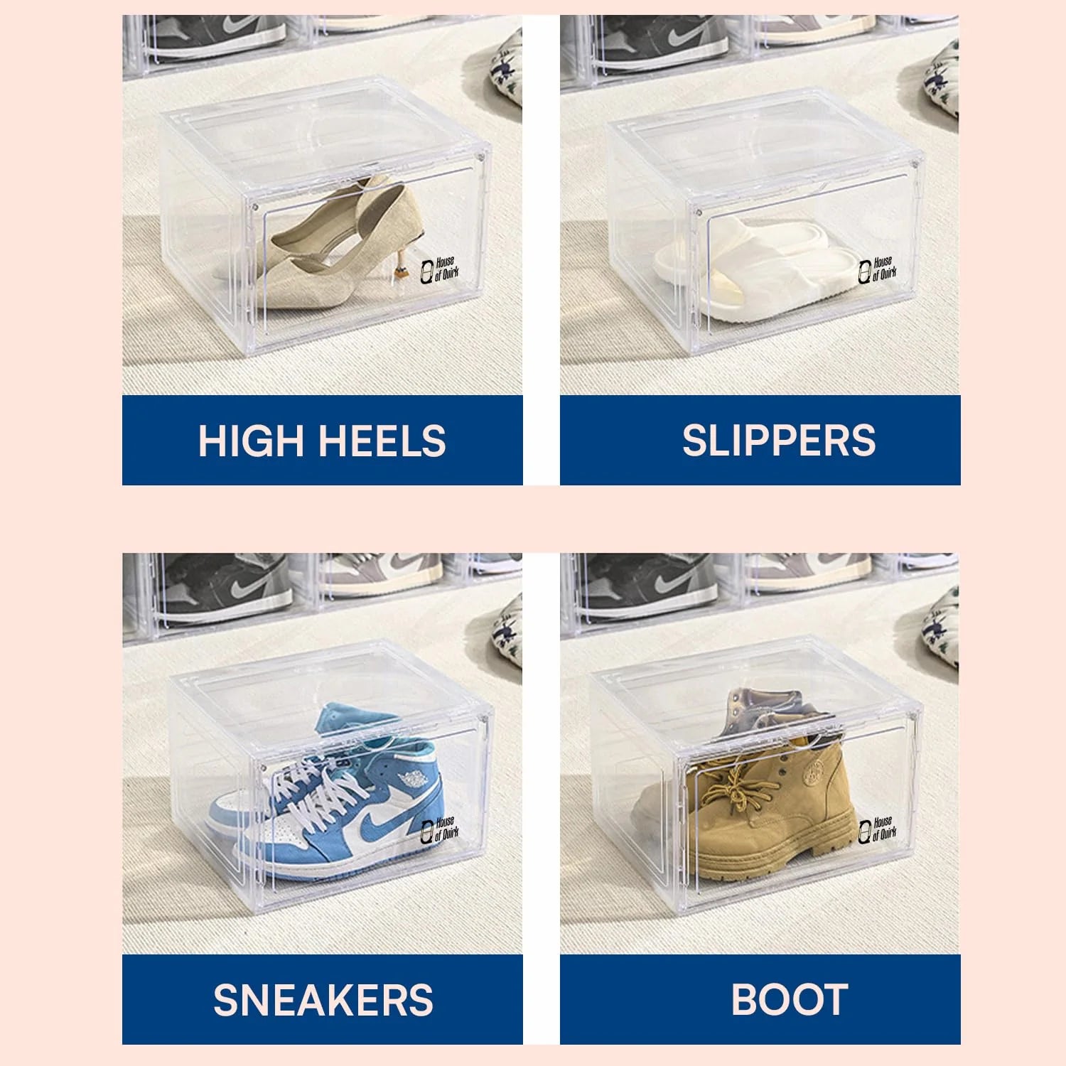 Shoe Storage Organizer Boxes Black