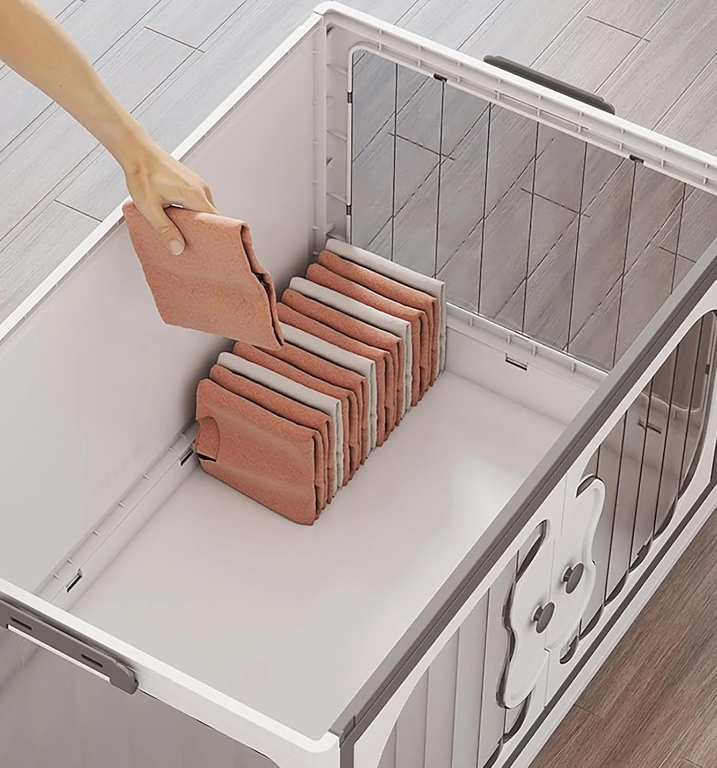 5 Layer Storage Box Wardrobe with Wheels (45cm, White)