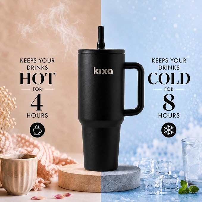 HydroFlow Tumbler 1200 ml, Black | Hot & Cold, Leakproof