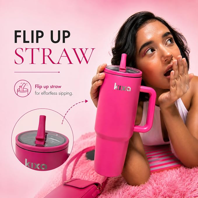 HydroFlow Tumbler 1200 ml Hot & Cold Tumbler (Leakproof) (candycrush) Stainless Steel, Pink