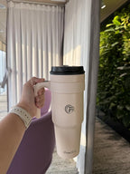Primalite 1200ML Stainless Steel Insulated Tumbler with Handle | 2-in-1 Straw & Flip Lid | 40oz Travel Mug Bottle for Hot, Cold Drink | Fits in Car CupHolder for Water, Iced Tea, Coffee- Rose Quartz