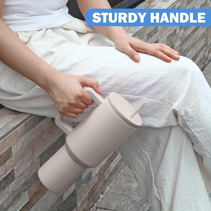 Tumbler with lid and Straw 1200ML Cup Stainless Steel Vacuum Insulated Tumbler for Water, Iced Tea or Coffee 1.2L Office Gym Travelling (40 - Oz - Skin)