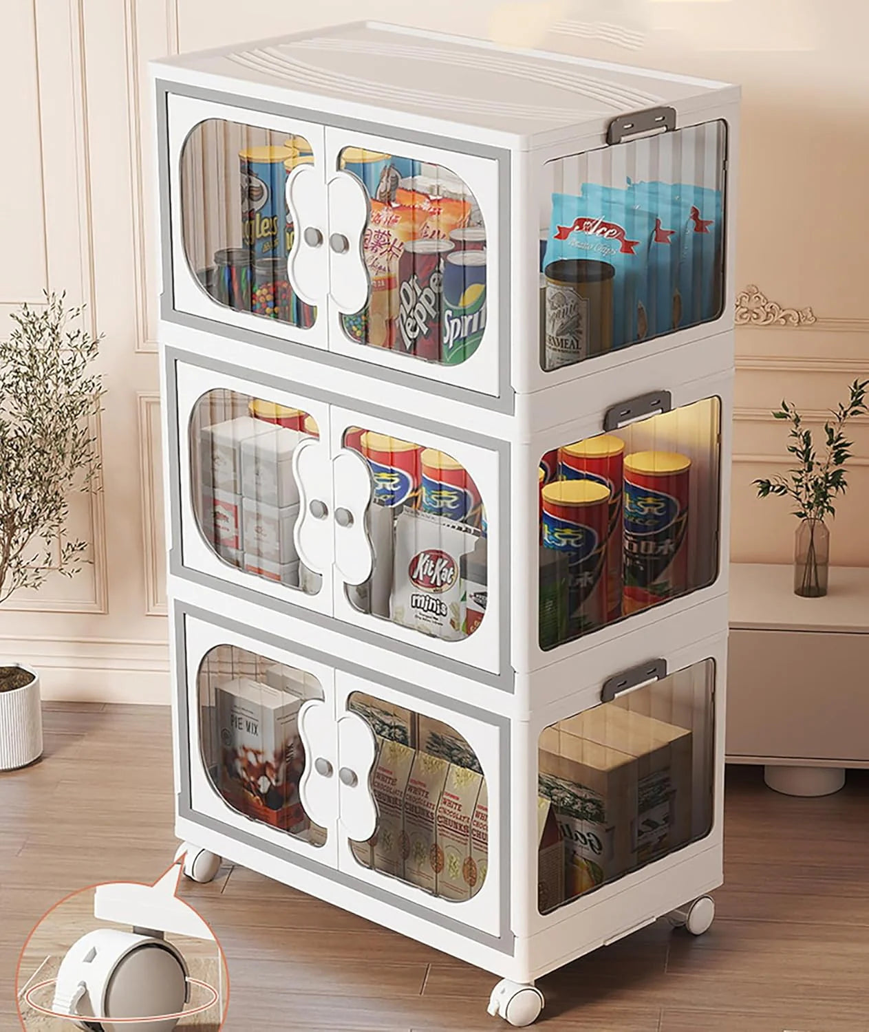 5 Layer Storage Box Wardrobe with Wheels (45cm, White)