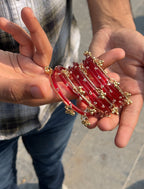 Red Glass Bangles with kashmiri bangles
